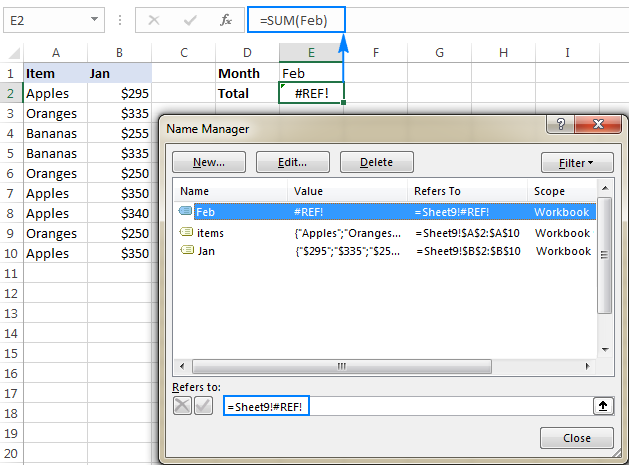 Name Manager In Excel
